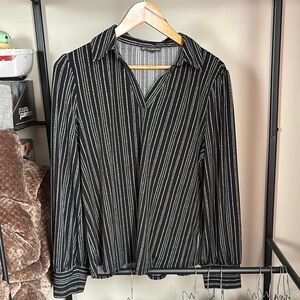 Black and White Striped Women's Top